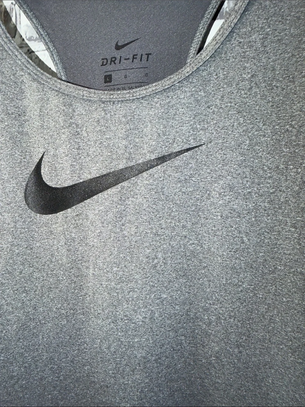 Nike Gray Dri-FIT Tank Top with Black Swoosh‎